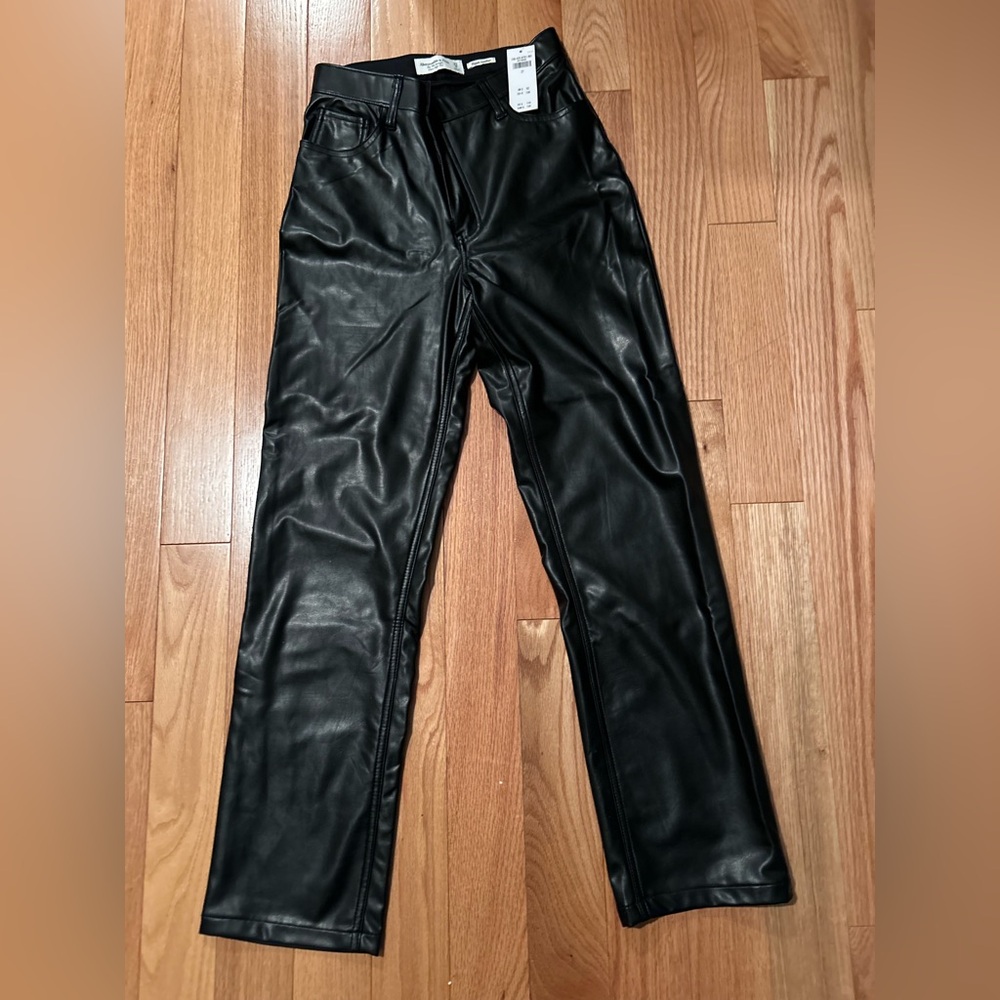 Abercrombie & Fitch Black Faux Leather Skinny Pants